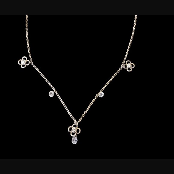Folli Follie 925 Sterling CZ Flower Pattern 15.5" Long Necklace - Picture 1 of 6